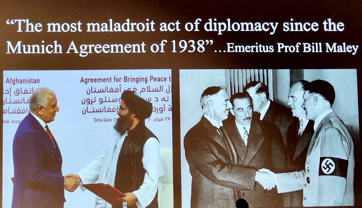 GreenClubAFG's tweet photo. @realZalmayMK “The most maladroit act of diplomacy, diplomacy of disaster, since Munich Agreement of 1938”. History will remember you through these pictures @realZalmayMK https://t.co/WMD2wtuhP7