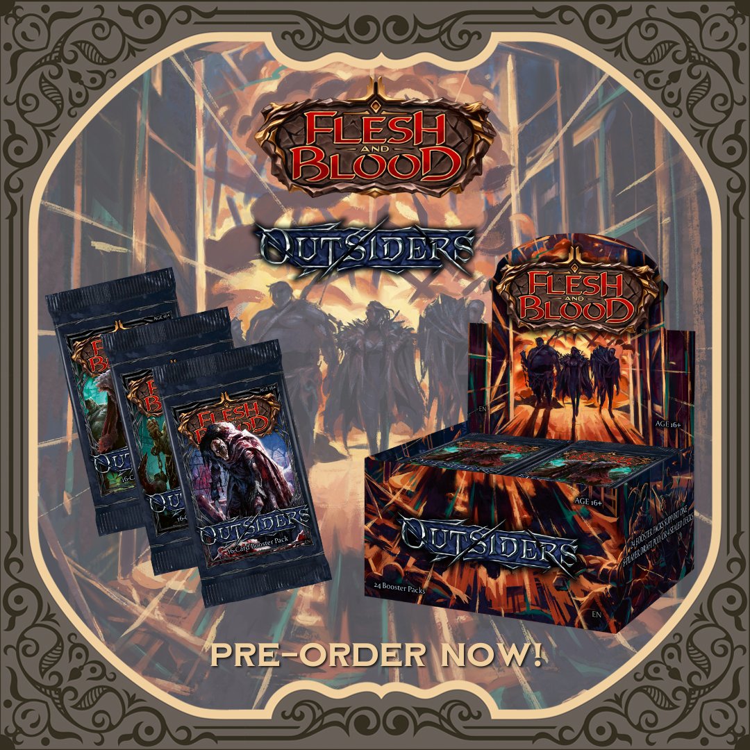 FableHobby's tweet image. A new Flesh and Blood set is on its way! Mark next March 24th, Outsiders will hit the Fable Hobby shelves on that day! 🔥

👉 Ready to begin a new chapter within your favorite card game? PRE-ORDER for #Outsiders is already available at our store, place yours today!