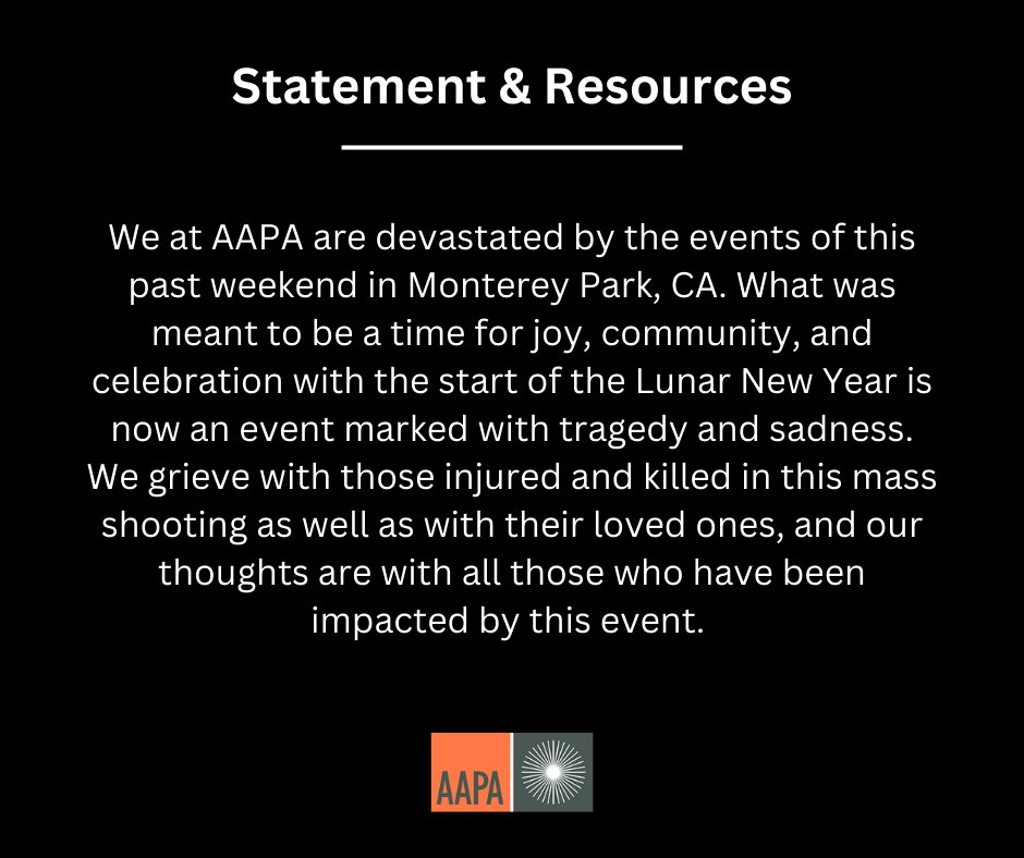 AAPAonline's tweet photo. AAPA's Statement on #MontereyPark Shooting https://t.co/KcOy6d2cA8