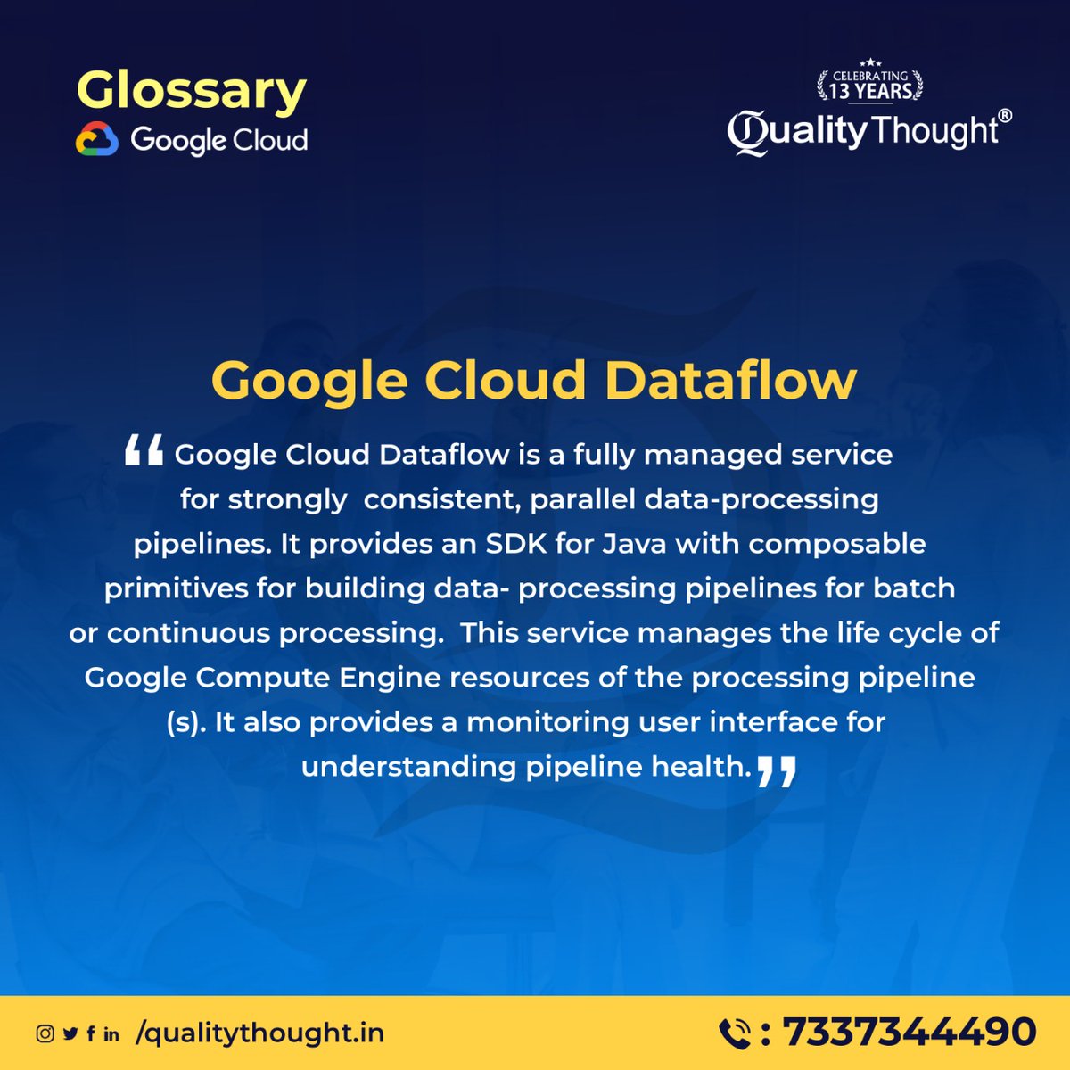 QTTWorld's tweet image. Explore Our Exclusive Instructor-Led-Live Online Training Program by Quality Thought.
What is Google Cloud Dataflow?
🌐Register for the Course: qualitythought.in/registernow
📲contact: 73373 44490
📩Telegram Updates: t.me/QTTWorld
#google #googleapp #googleclouddataflow #Qtt