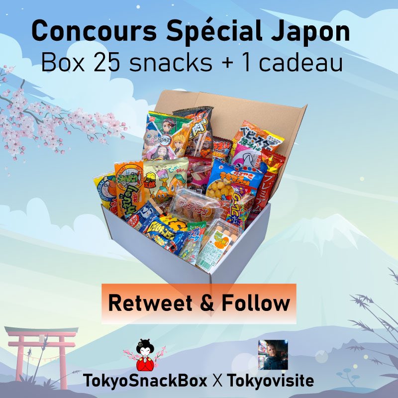 🎁 CONCOURS 😋

Box <a href="/TokyoSnackBox/">TokyoSnackBox</a> remplie de snacks du Japon (25 snacks + 1 petit cadeau)

Pour participer :
- RT + Like ce tweet
- Suivre <a href="/tokyovisite/">Mathieu 🇯🇵</a> <a href="/TokyoSnackBox/">TokyoSnackBox</a> 
- TAS le 31/01/23 pour 1 gagnant.e

Bonne chance !