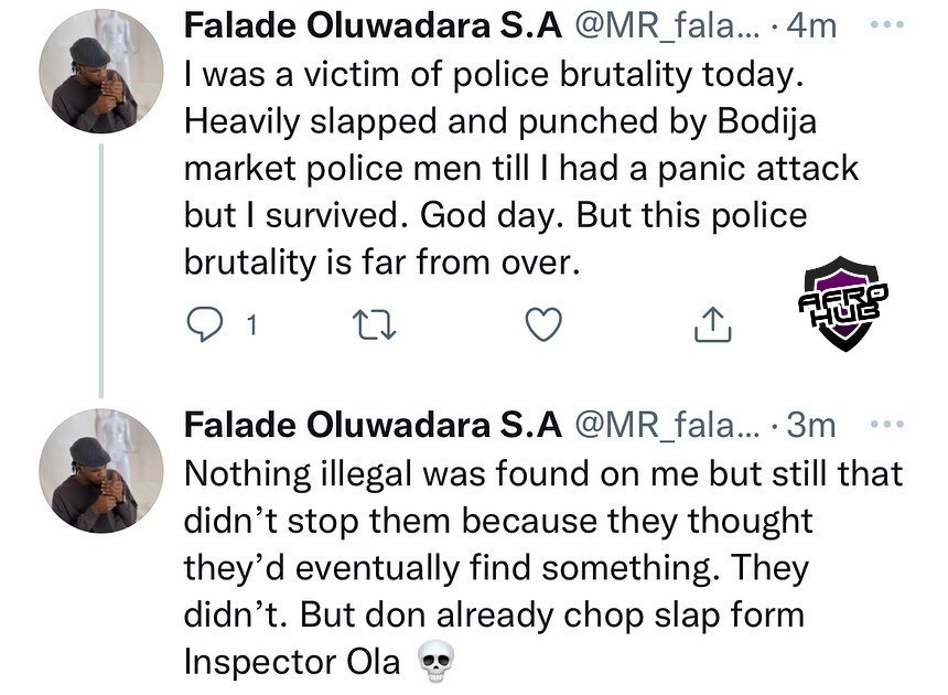 Fast rising Ibadan based artiste @MR_falade Dray recalls his brutal encounter with the Nigerian Police force at Bodija Market.
 
#EndPoliceBrutalityInNigeria #EndSARS