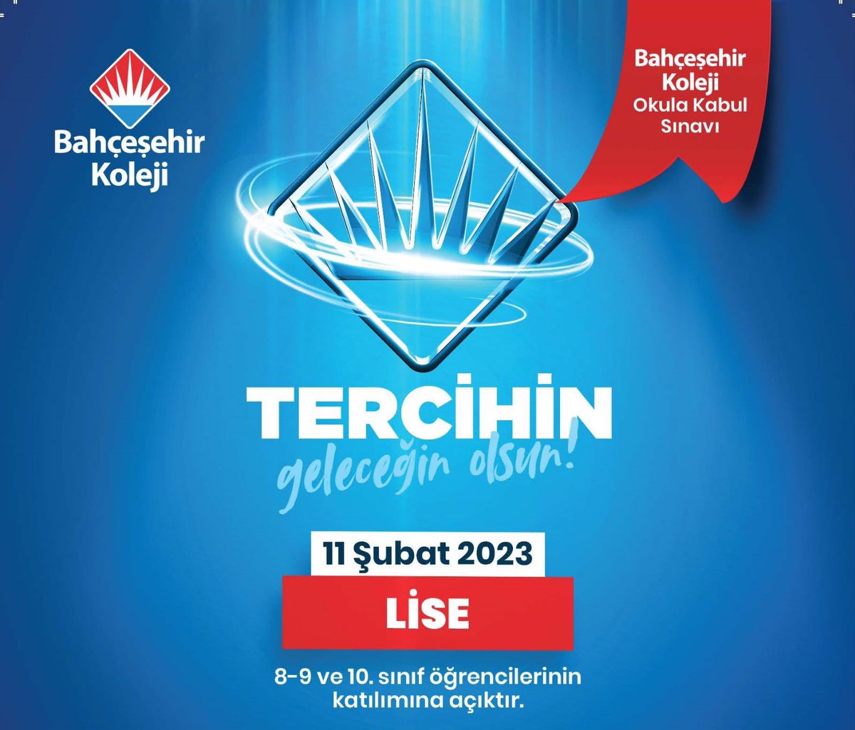 🎯 Hayal ettiğin geleceğe doğru yerden başlamak #SeninTercihin
Bahçeşehir Koleji “Lise Kabul Sınavı” Başvuruları Başladı!
👉bahcesehir.k12.tr’den online olarak ön kayıt yaptırabilirsiniz.
👉Başvurular 8-9 ve 10.sınıf öğrencilerinin katılımına açıktır.

#bahcesehirkoleji