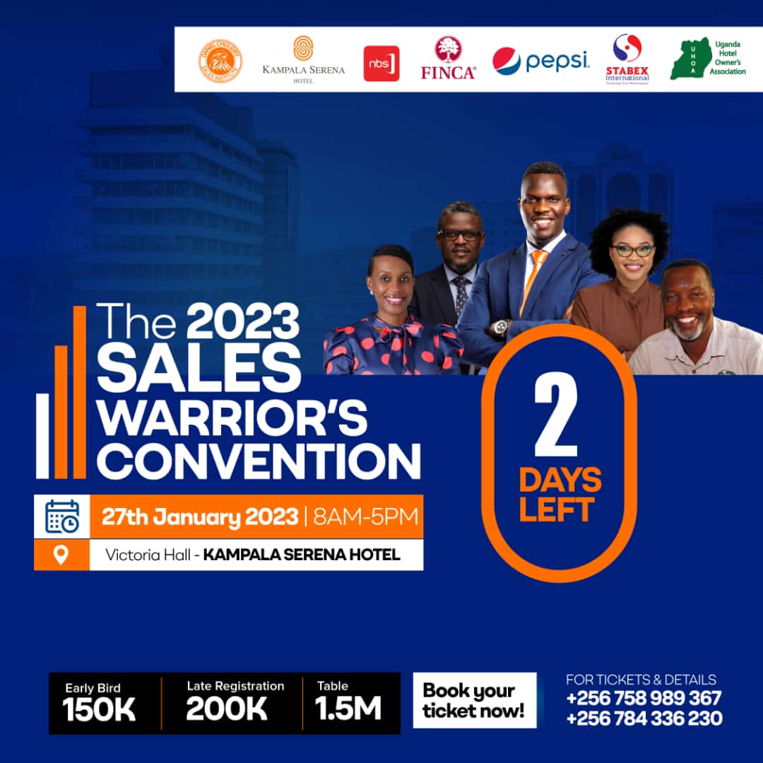 StormJuliusUG's tweet photo. This Friday is the #SAWACON . There are only two days left on the countdown. Come strengthen your sales skills and ensure the success of your company or business. @dcsales_inst #27thJan2023 #KampalaSerena #LetsSellEverything #SalesWarriors https://t.co/kGvst4zRHn