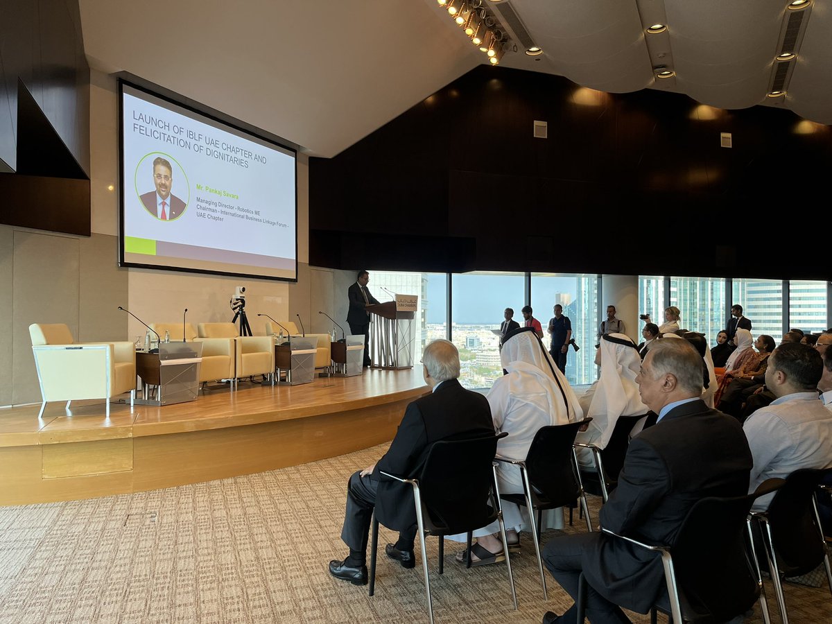 DxbChamberIntl's tweet photo. Launching the @iblforum UAE chapter at UAE-India Partnership Summit @DubaiChambers @pankajsavara https://t.co/FcUp957PEo