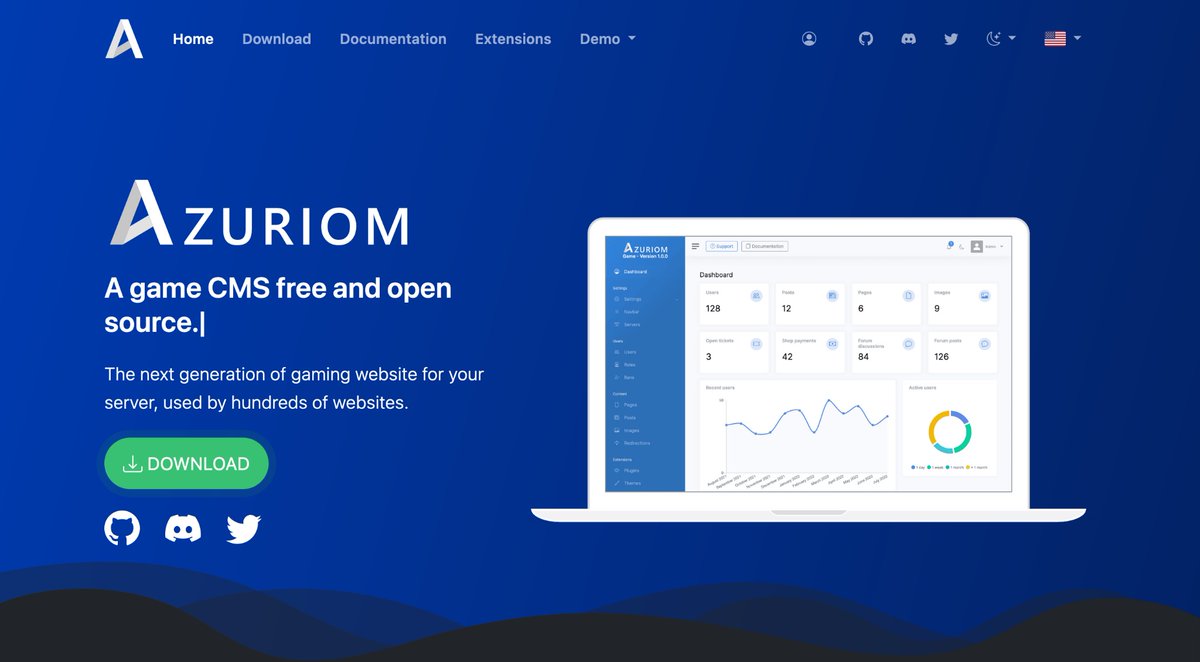 Azuriom website has now dark theme support 🌙✨
