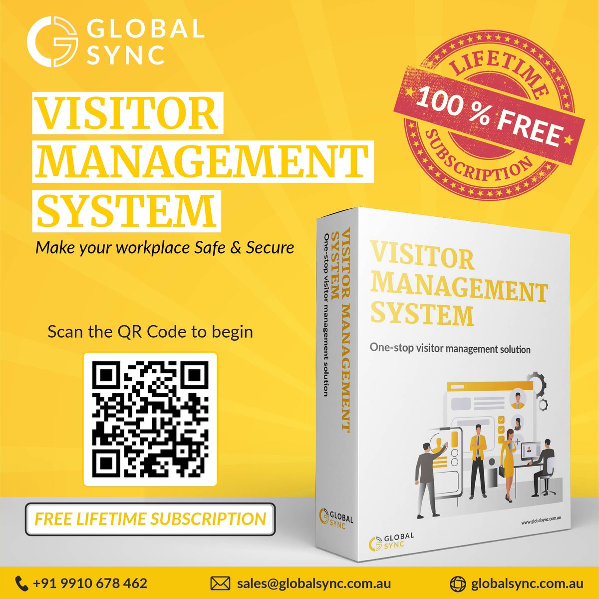 A #VisitorManagementSystem (VMS) makes your workplace safer & more secure.
 
Click on the link & get our Visitor Management System free of cost!
𝐅𝐫𝐞𝐞 𝐒𝐢𝐠𝐧 𝐔𝐩: bit.ly/3wopFYK

To know more, call us today at +91 9910 678 462 Or email us at sales@globalsync.com.au