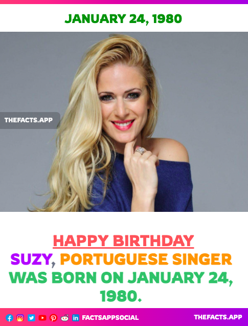 factsappsocial's tweet photo. #OnThisDay #DidYouKnow #Suzy, #Portuguese #singer was born on January 24, 1980. #Vida #PopMusic #QueroSerTua #music #FactsApp https://t.co/qap04xRUzN
