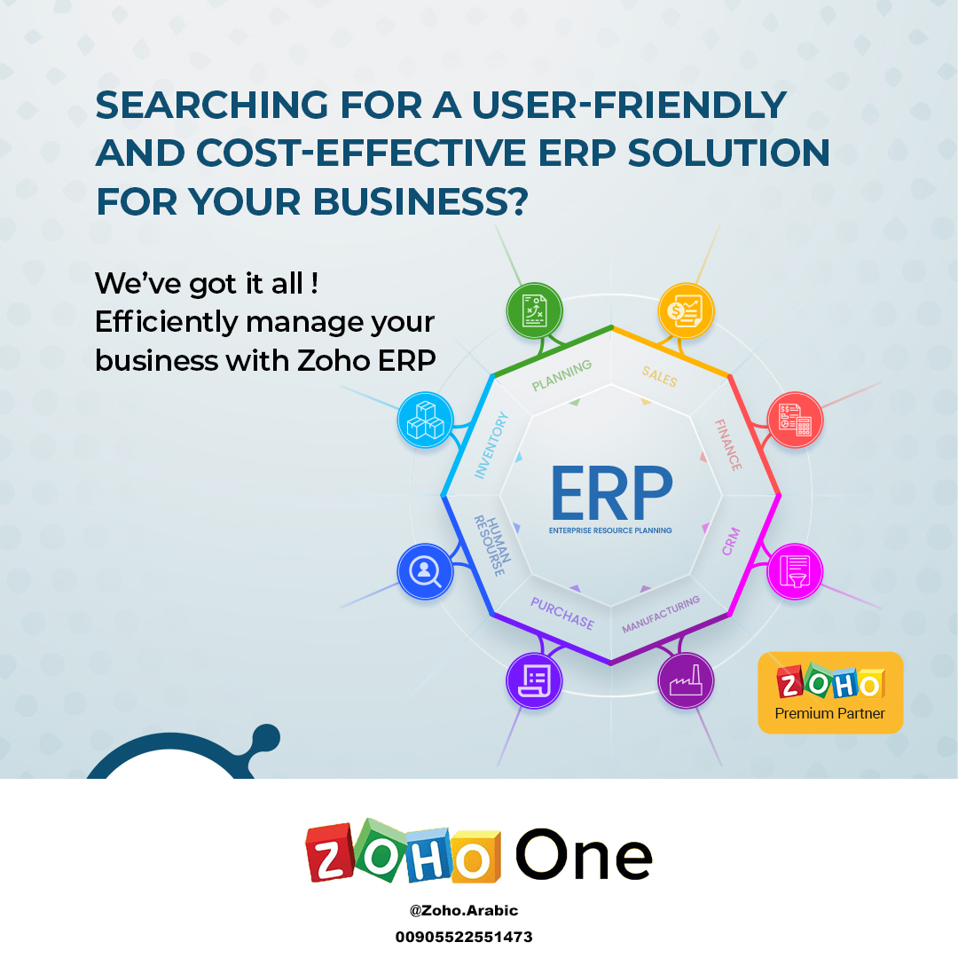 ZohoArabic's tweet image. Managing business operations is no more a difficult task when you switch to an ERP software solution. If you are searching for a user friendly and cost-effective ERP solutioWe provide the best Zoho ERP customization service.n for your business, 
.

00905522551473
#zohoerp #riyadh