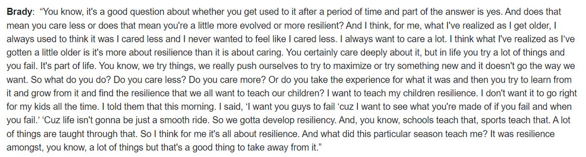 gregauman's tweet photo. Good extended answer here from Tom Brady on his @SIRIUSXM podcast, asked by Jim Gray if it gets easier to deal with not winning championships as he gets older: https://t.co/q1VacExHjo