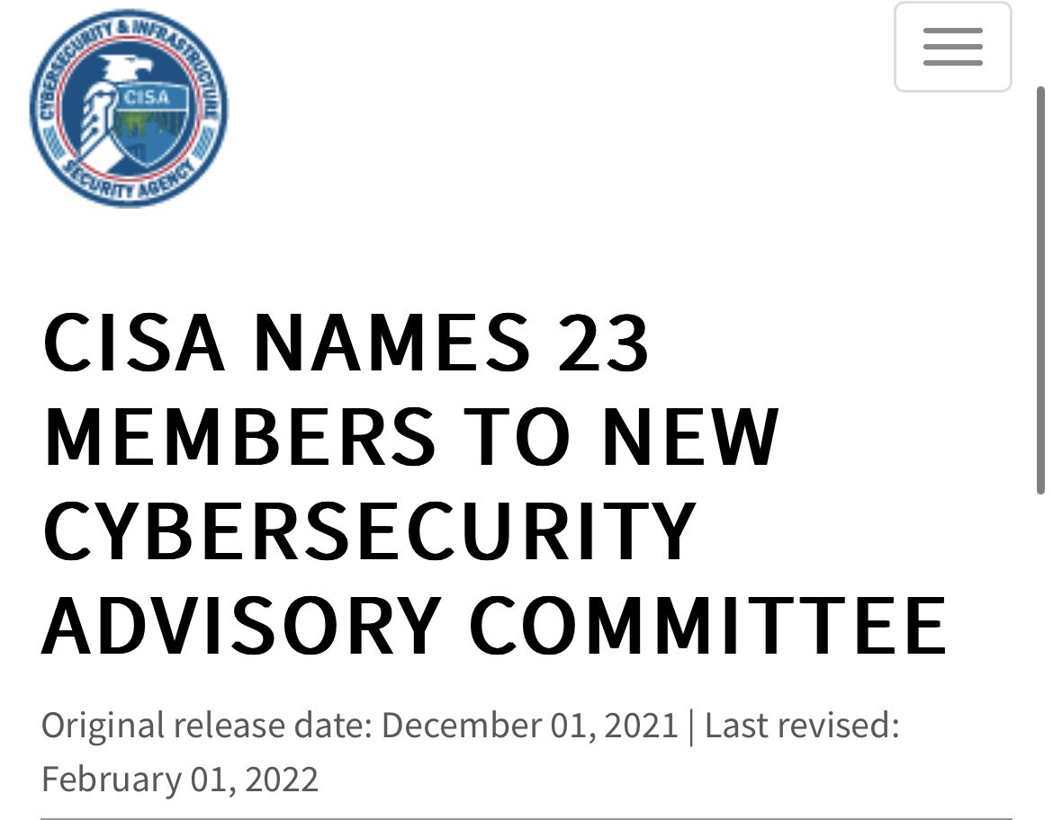 Read more about the article Since December 1, 2021, @vijaya Gadde has been on the CISA Cybersecurity Advisor