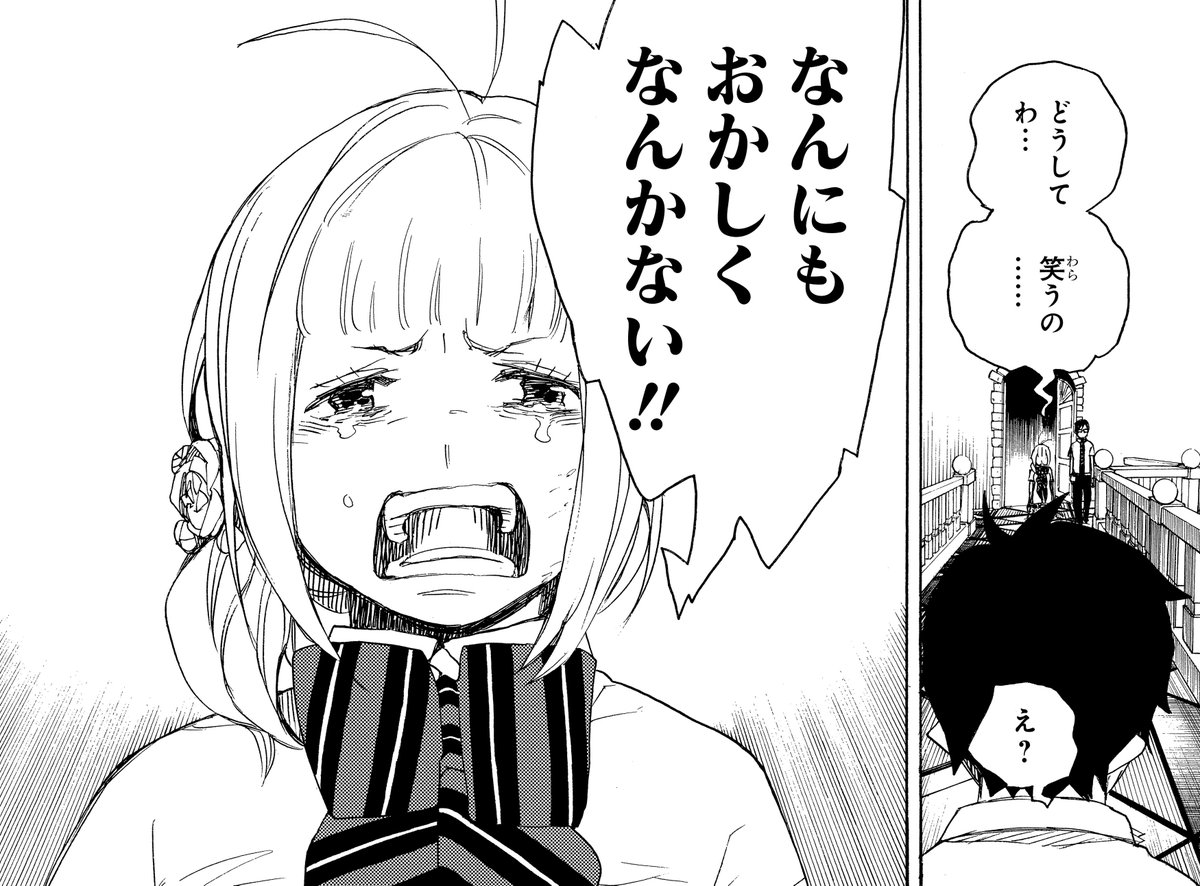 【青エク名言集】
しえみ「どうしてわ…笑うの…… なんにもおかしくなんかない!!」
(4巻14話「賭」より) 