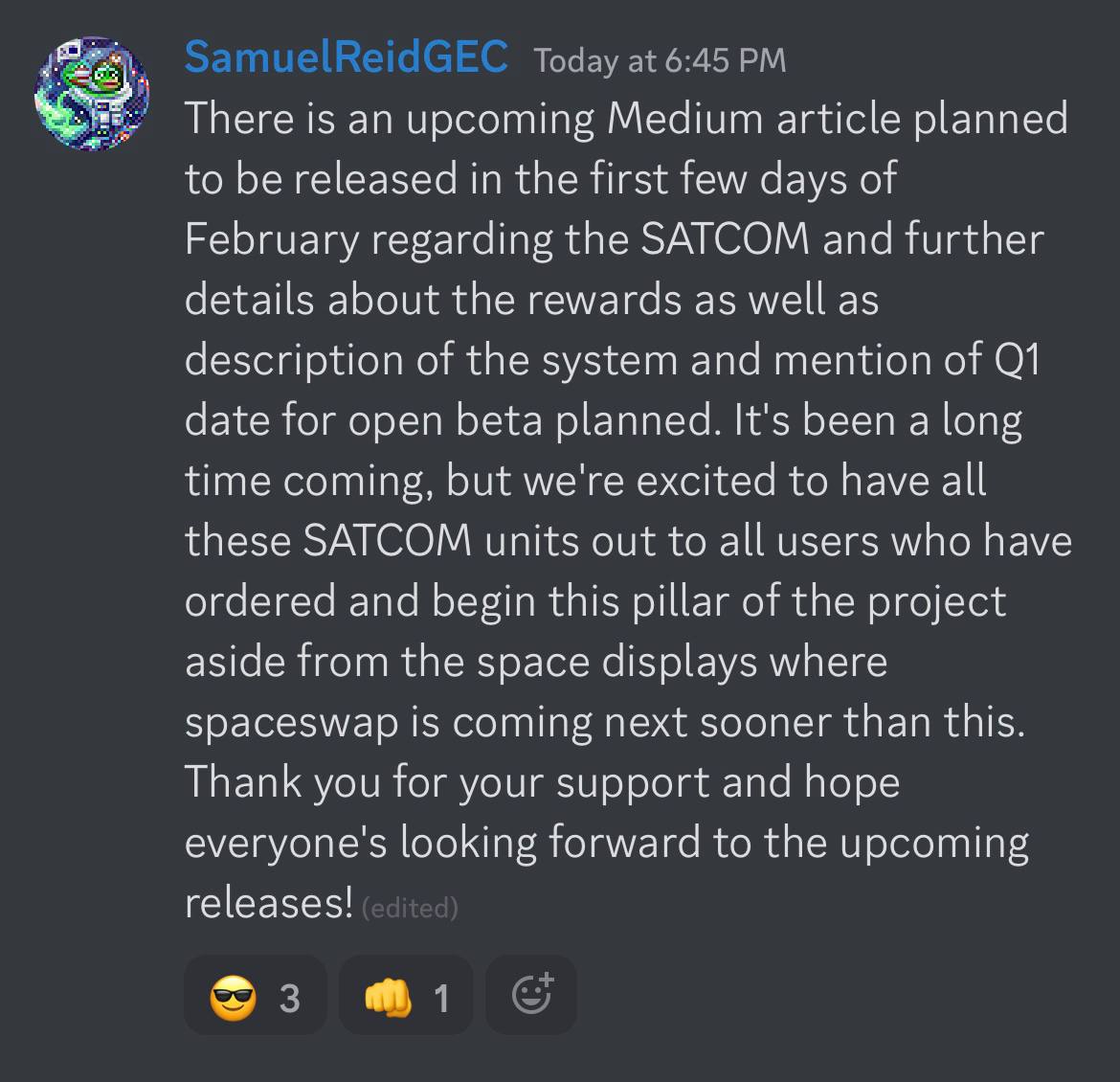 stack_and_chill's tweet photo. Latest new from Sam Reid regarding XI protocol/satcoms/spaceswap
And dont forrget Sam will be speaking on chainlink summit on 25th.
$XI,#XiProtocol,@SamuelReidGEC https://t.co/nWmZgtLek9