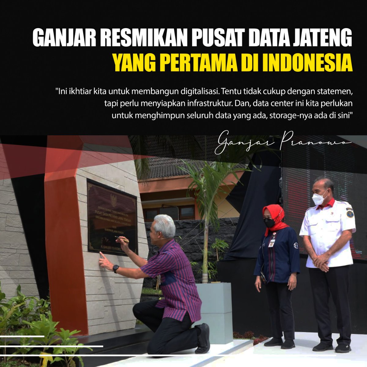 Ras_Ngapak's tweet photo. Gubernur Jawa Tengah Ganjar Pranowo melakukan peresmian terhadap pusat data Jateng, dan menjadi yang pertama di Indonesia.
#GanjarSiapJadikanRIKuat https://t.co/t3OQ1CLCwK