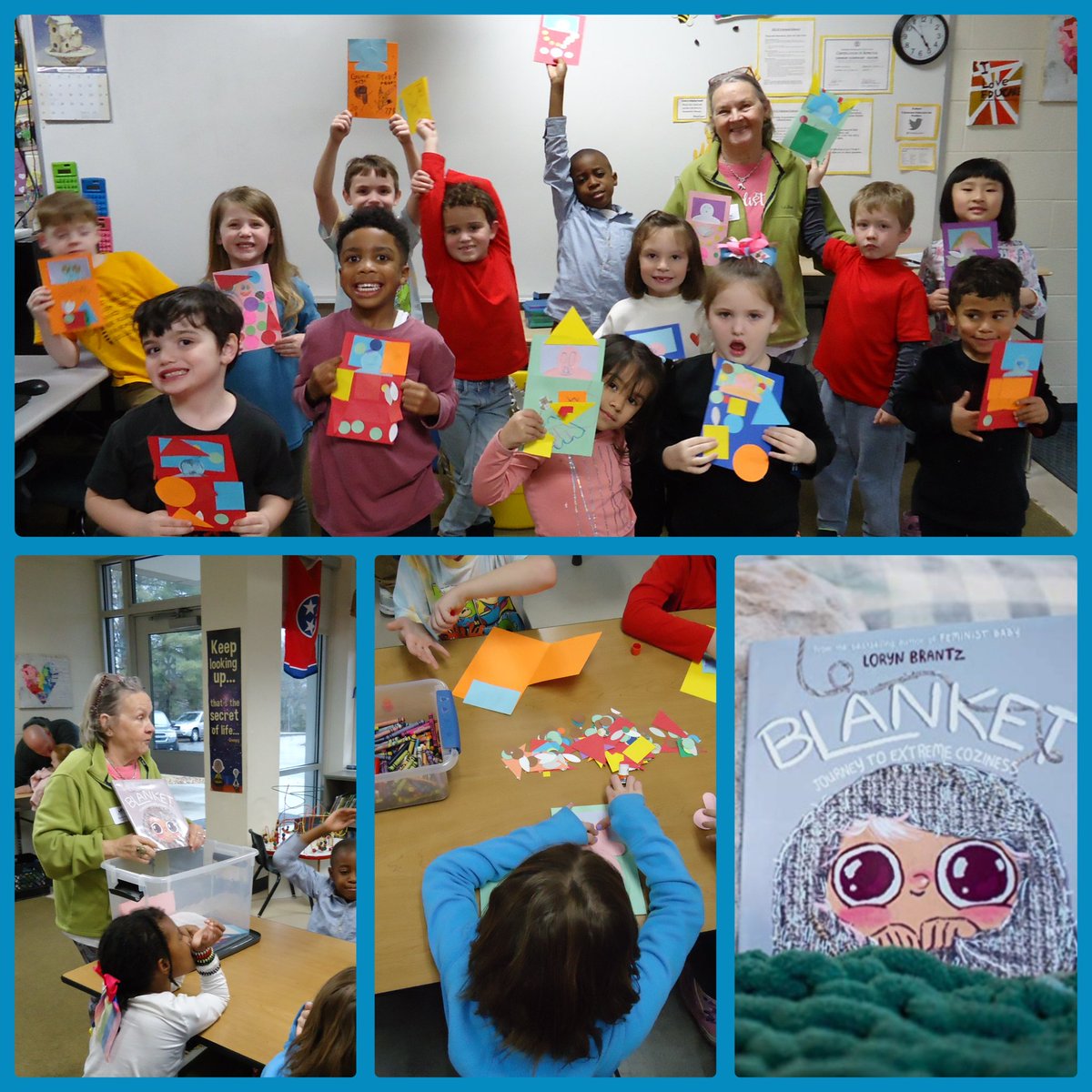fmteducare's tweet photo. Ms. Mary/JCPL read BLANKET: JOURNEY TO EXTREME COZINESS to the Middles & Littles π then they each made a little person in a comfy blanket #WeLoveBooks β€ #WeLoveBeingComfyToo #ReadToUs #ThanksMsMary @LorynBrantz https://t.co/KHJE4b7vbJ