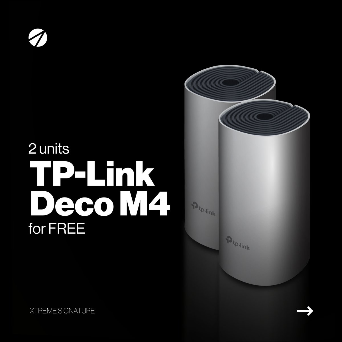 GlobalXtreme's tweet photo. Seamless experience. Lag-free connections. Get the 5 Ghz Internet with TP-Link Deco M4 for free powered by Xtreme Signature.🚀
Grab it while it lasts! 🔥🔥🔥

#Thinkless #XtremeSignature #DECOM4 #Promotion https://t.co/zACPlqwgyU