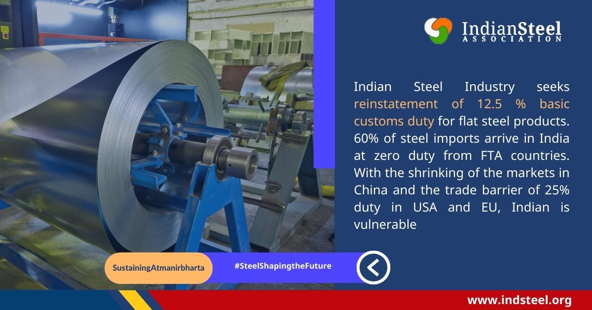 steel_indian's tweet image. Indian Steel Industry is concerned about Surge in Imports at Predatory prices. One of the actions which Government can take against the predatory prices is to reinstate basic Customs duty on Flat products existing prior to Feb 2021
#SteelShapingTheFuture #SustainingAtmanirbharta