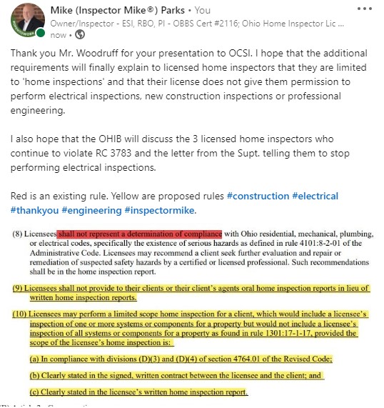inspectingohio's tweet photo. Still more changes in Ohio's home inspection rules https://t.co/jYgFiG6Kif