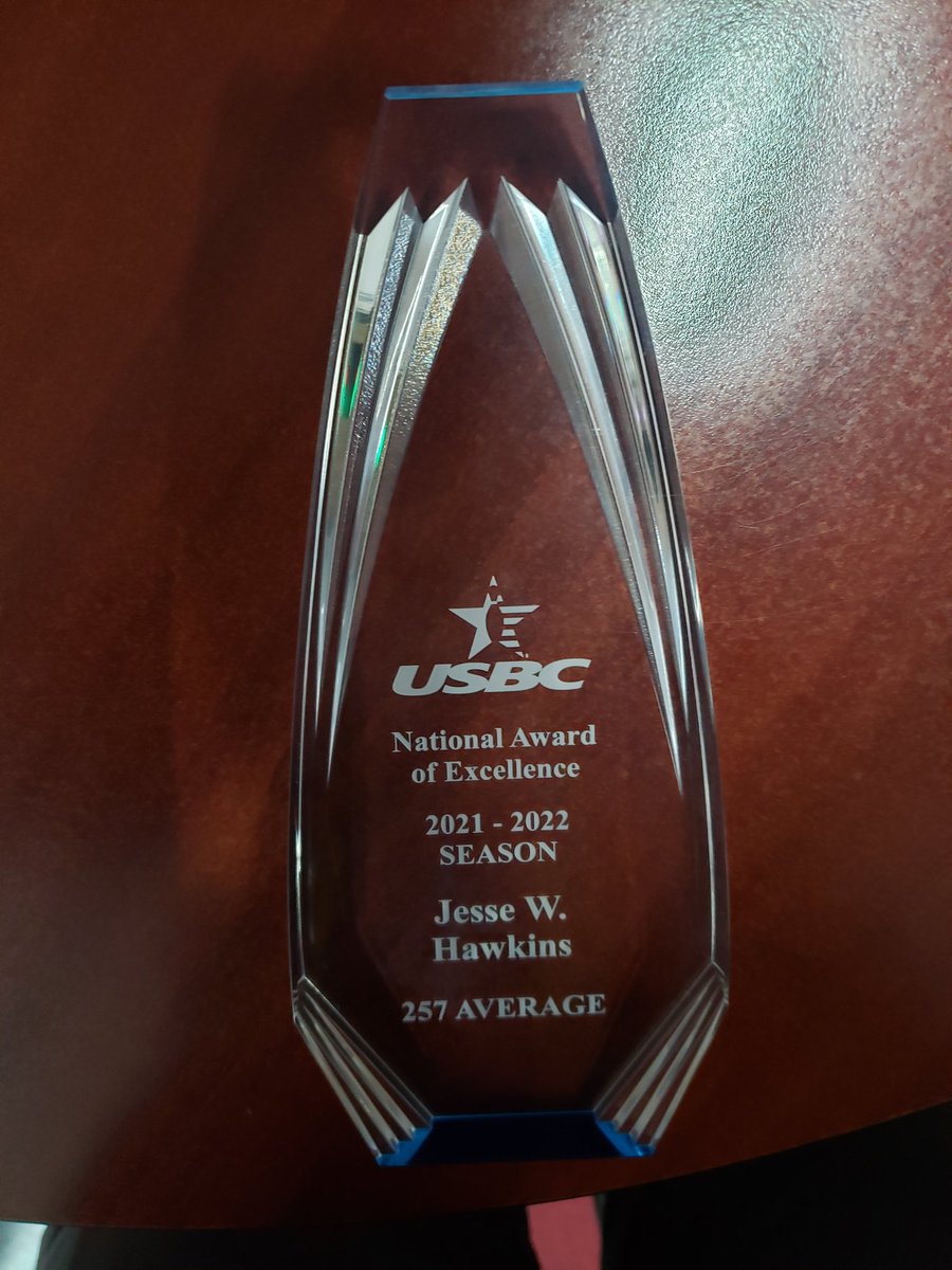 JHawk843's tweet photo. Well, got surprised with the award from @USBC by the bowling alley! I cant thank everyone that has helped me thru my career. And aslo my sponsors @TrackBowling &amp; Dave Wodka for giving me a chance to represent a great company &amp; also @bowlifi for such great jerseys! https://t.co/VPI5nsy6kI
