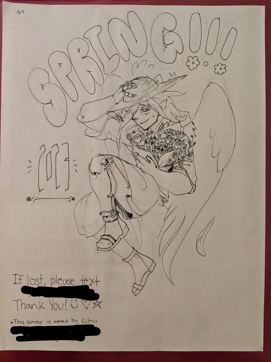 FruitdotFrog's tweet photo. This semester's binder cover! Instead of Diluc (Genshin Impact), we're out here repping Xlenenti (OC) 🌸✨ https://t.co/lX5L5skaEe