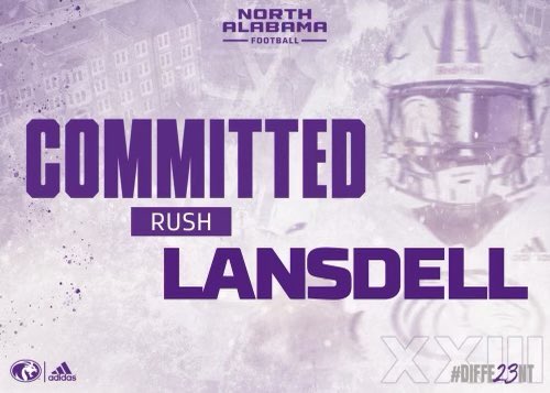 Rush Lansdell (@rushlansdell14) on Twitter photo COMMITTED💜🦁 <a href="/UNAFootball/">North Alabama Football</a>
Thank You <a href="/BrentDearmon/">Brent Dearmon</a> and staff for a great visit. I’m 💯% locked in! #FloBama #PurpleSwarm #RoarLions #RestoreTheRoar COMMITTED💜🦁 <a href="/UNAFootball/">North Alabama Football</a>
Thank You <a href="/BrentDearmon/">Brent Dearmon</a> and staff for a great visit. I’m 💯% locked in! #FloBama #PurpleSwarm #RoarLions #RestoreTheRoar