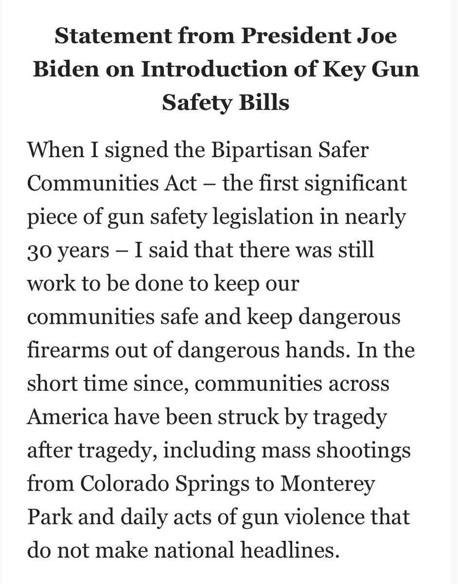 edokeefe's tweet photo. Earlier tonight, before the latest shooting in #HalfMoonBay, @POTUS Biden reiterated his support for @SenFeinstein’s legislation that would restore the federal assault weapons ban. https://t.co/BZNcJqjio0