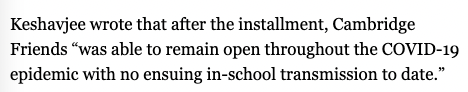 Basically, Harvard installed Upper-Room UVGI in one location- an extraordinarily effective and well-tested