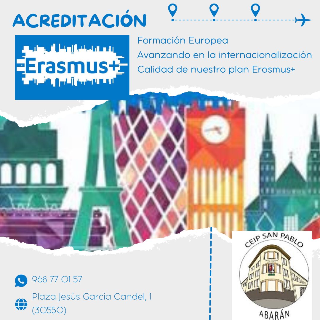 CeipSanPablo's tweet photo. Nuestro colegio consigue la Acreditación Erasmus Plus para los años 2023-2030.
Objetivos:
⁃Formación de los docentes
⁃Mejorar la competencia digital tanto en docentes como en alumnos
⁃Incentivar un comportamiento responsable con el medio ambiente https://t.co/TqTvmEkc69