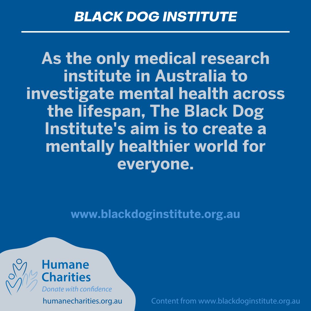 HumaneCharities's tweet image. Since @blackdoginst was founded in 1985 at Prince Henry Hospital, Sydney, they have been at the forefront of mental health research. #donatewithconfidence