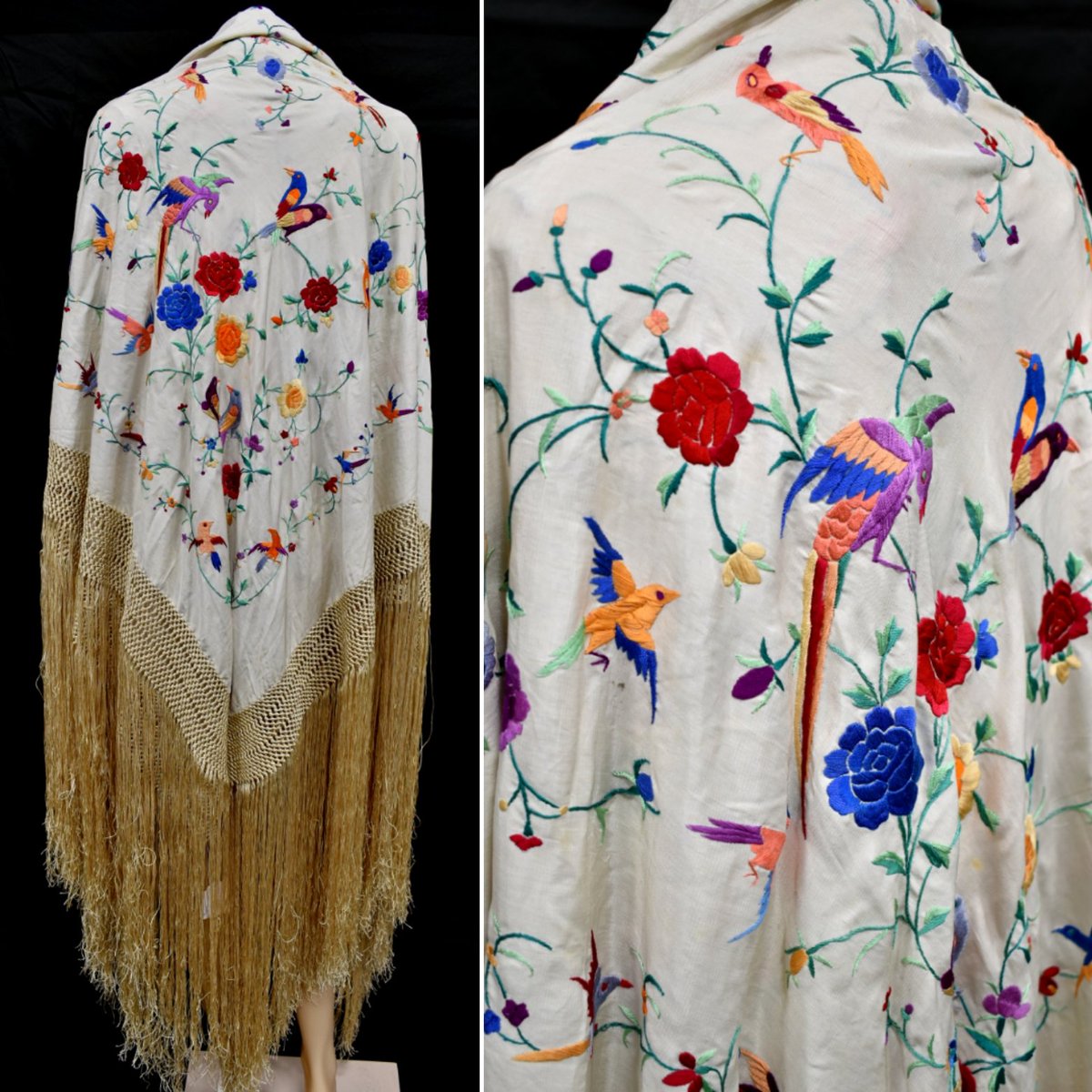 Embroidered silk shawl from the 1920s, I love how vibrant it still is!
#1920s #shawl #fashionaccessories