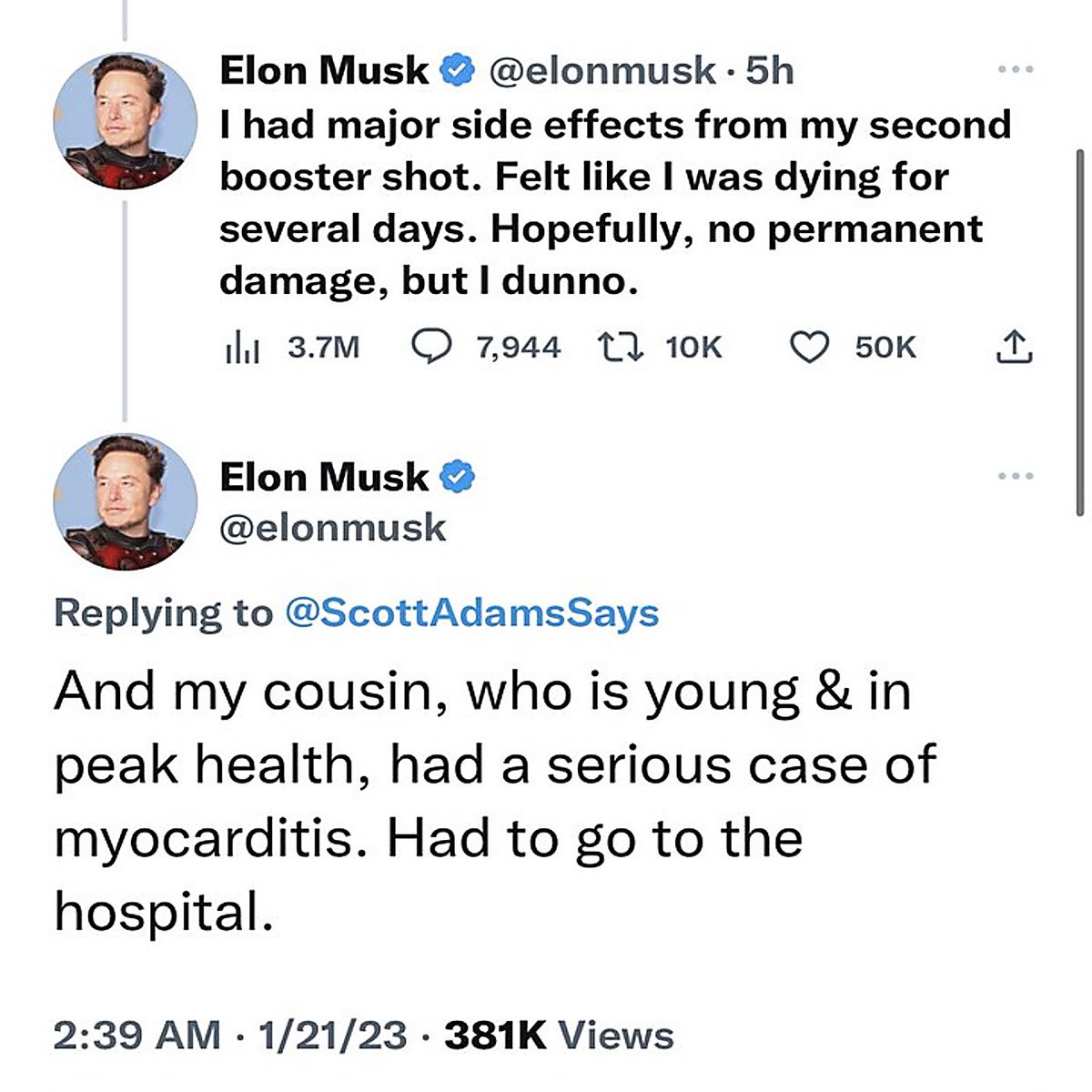 AusNationalist's tweet photo. This post about @elonmusk taking the vaccine has gone bonkers on Twitter. To the people sharing it, saying @elonmusk has been "Red Pilled" or sending him your condolences, you are dead set asleep. If you think for a minute that he took it, you'll literally believe anything. WTFU https://t.co/yizPalKECO