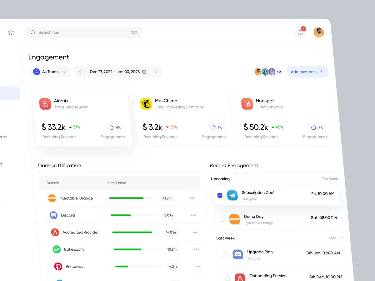 filllodesign's tweet photo. Timetracker Dashboard (Engagement Page)
.
Dribbble Link : https://t.co/YI5GDjDr23
.
Let's talk about your project
✉️ hello@filllo.com
.
#analytics #uiux #figma #chart #dashboard #webapp #saasdesign #teammanage #timesheet #employeemonitoring #projectmanagement #timetracking https://t.co/rImLoHJo5L