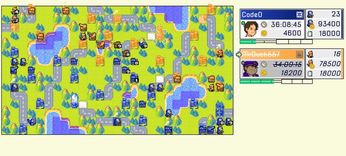 CodeOYEEHAW's tweet image. Day 14 resignation. This map is super cool. You trade comms towers. At one point, my opponent had both and had 20% attack power. Mid game I got a couple of solid engagements in the center, which pushed me ahead, and finally, I used Andys super to counter Drakes global damage.
