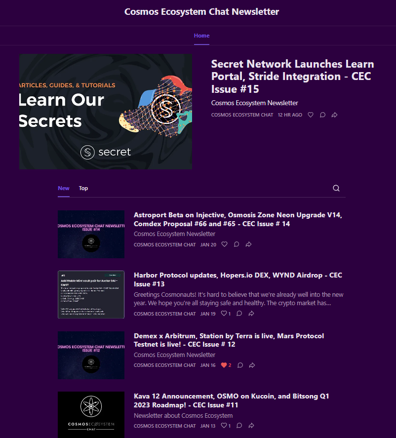 CosmoKramer95's tweet image. Tired of keeping up to date with the latest news about #Cosmos and all of its chains and ecosystem?

We got you all covered!
cosmosecosystemchat.substack.com
Check out our newsletter and consider subscribing!

We post frequently about all things happening in the #Cosmos! 

See below 👇👇