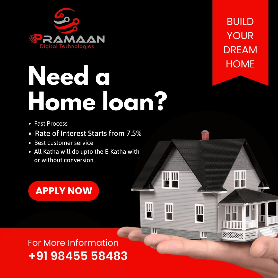 PramaanDigital's tweet photo. Looking for a home loan? Pramaan Digital Technologies have got you covered! We offer home loans with the starting interest rate of 7.5%, fast process loans and best customer support. Contact us today to avail this amazing offer.
 #pramaandigital #home #loan #homeloans https://t.co/va9gLtqEv3