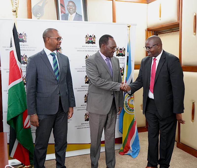 KeTreasury's tweet photo. Courtesy call on @KeTreasury Principal Secretary @Kipttock by @UFAAKenya Board Chairman Richard Kiplagat and the CEO &amp; Managing Trustee John K. Mwangi. The Board appraised the PS on the progress made by the Authority since its inception. https://t.co/4PpsyR7iax