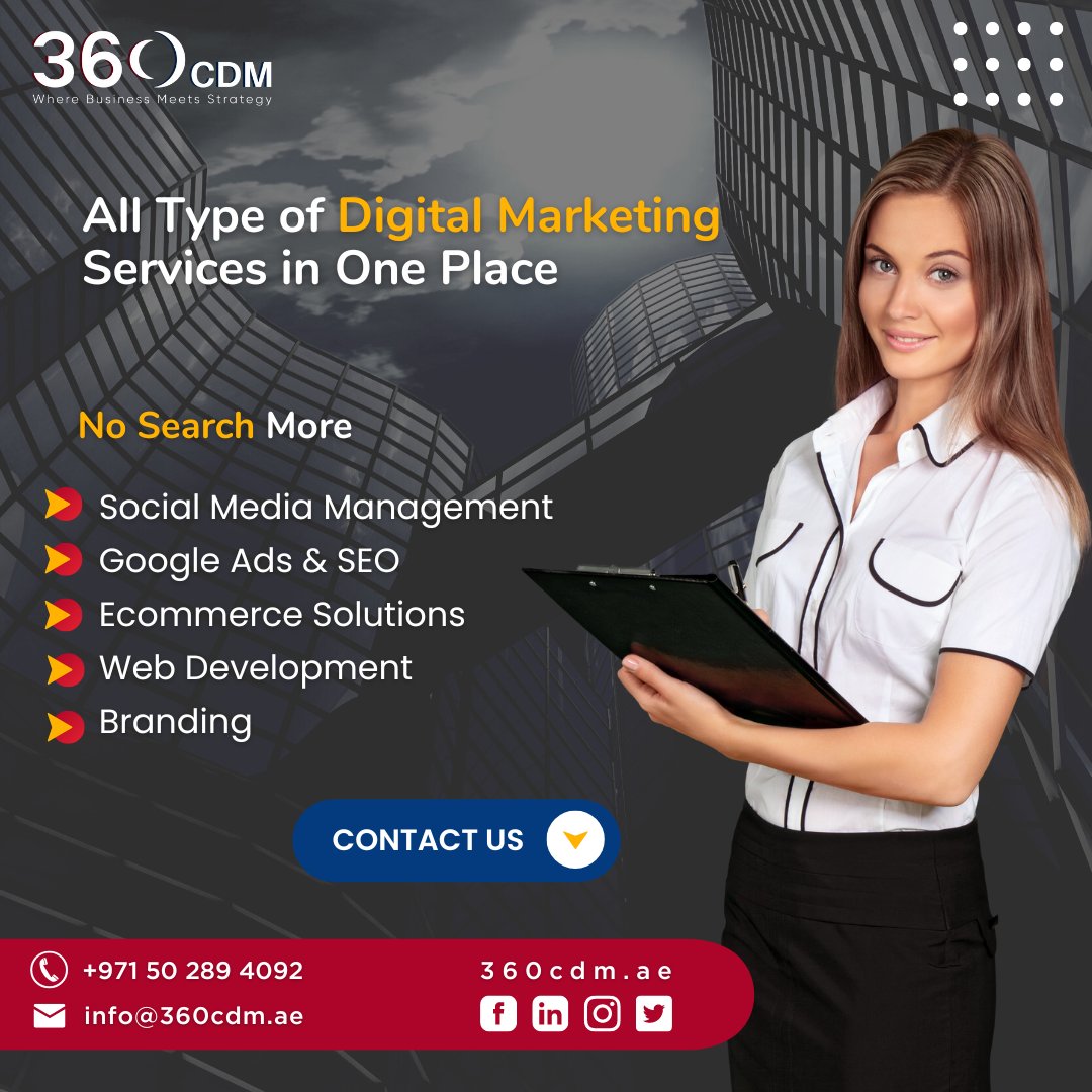 360Cdm's tweet photo. Our Specialists, who have all the necessary equipment to work, are ready to develop your #Digital_Marketing Strategy.

Contact us for assistance:
+971 50 289 4092
info@360cdm.ae

#360cdm #socialmediatips #digitalmarketingstrategy #socialmedia #socialmediamarketing https://t.co/7yO5EJhoeF