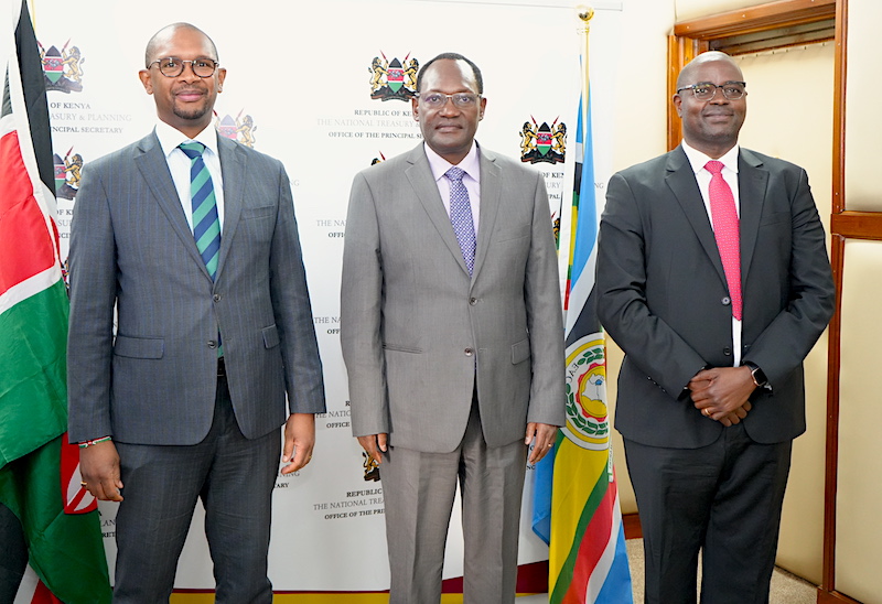 KeTreasury's tweet photo. Courtesy call on @KeTreasury Principal Secretary @Kipttock by @UFAAKenya Board Chairman Richard Kiplagat and the CEO &amp; Managing Trustee John K. Mwangi. The Board appraised the PS on the progress made by the Authority since its inception. https://t.co/4PpsyR7iax