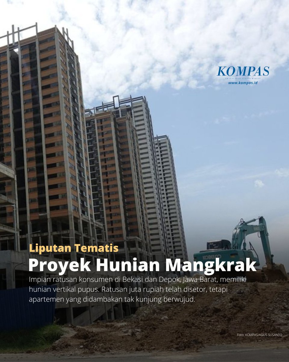 hariankompas's tweet photo. 🔵 UTAS

Pembelian rumah, tapak maupun vertikal, yang belum terbangun, berisiko. Warga yang akan membeli rumah harus cermat &amp; teliti. Baca rangkaian #LiputanTematis Proyek Hunian Mangkrak di:

https://t.co/CIL5PTPsLn

#Metropolitan #AdadiKompas @aguidoadri @ato_vanto @neli_triana https://t.co/Qf0muMejtO