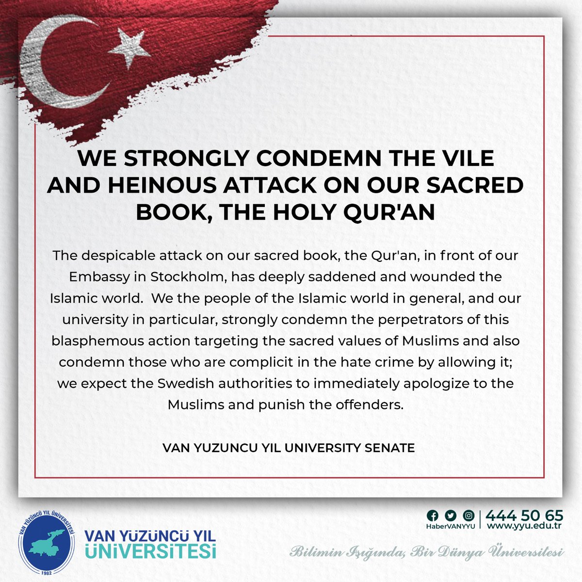 Kutsal kitabımıza uzanan eller kurusun. Bu çirkin eylemlerin arkasında olanları ve onları destekleyenleri kınıyor ve lanetliyoruz.
#StopSwedenNato  #StopSweden #Kuran #KuranıKerimeSahipCık