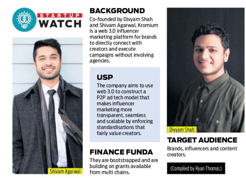 kromium_xyz's tweet photo. The marketing world is changing at a rapid pace and we believe a decentralised approach will bring in more inclusivity to promote innovation rather than competition. Here’s to a new journey! 
Thanks @IndianExpress for the feature! 
#kromium #newmedia #web3 #decentralized https://t.co/KpJ7ifu87H