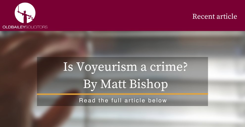 OldBaileySols's tweet image. Voyeurism - is it a crime?

Check out our recent blog by Matt Bishop which gives you everything that you need to know about the complex topic of voyeurism.

Click the link below to see more.

#recentblog #defencelaw #wecanhelp