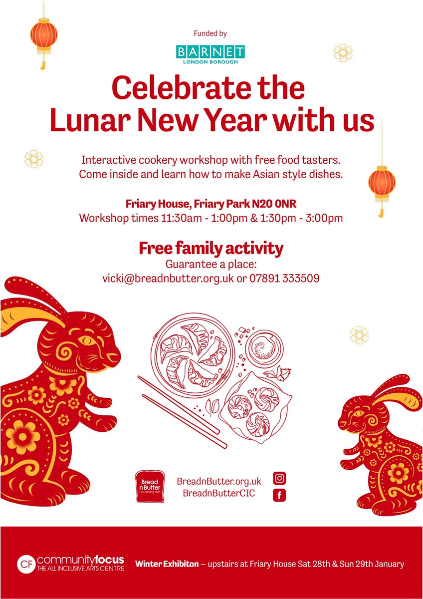breadnbuttercic's tweet photo. Join us this Saturday for this free family cooking session celebrating the Lunar New Year funded by @BarnetCouncil - book your place soon limited places #northfinchley #freefamilyactivity #LunarNewYear2023 https://t.co/IaziDWBv4j