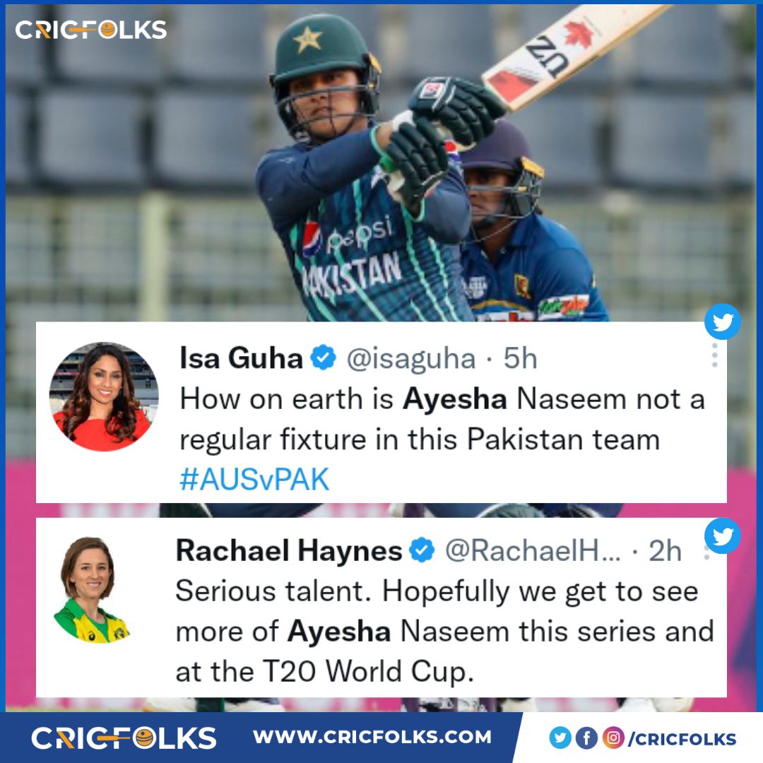 3 sixes against Mighty Australia! 18 year old Ayesha Naseem is on fire 👑🔥
.
.
#Cricket #PAKvsAUS #AyeshaNaseem #ICCAwards