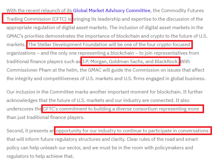 We_Are_YouChain's tweet photo. STELLAR DIVENTA UNO DEI QUATTRO CRYPTO PLAYERS A FAR PARTE DELLA GMAC, IL PRINCIPALE ADVISORY COMMITTE DELLA CFTC. https://t.co/l8YW8Mhr0p