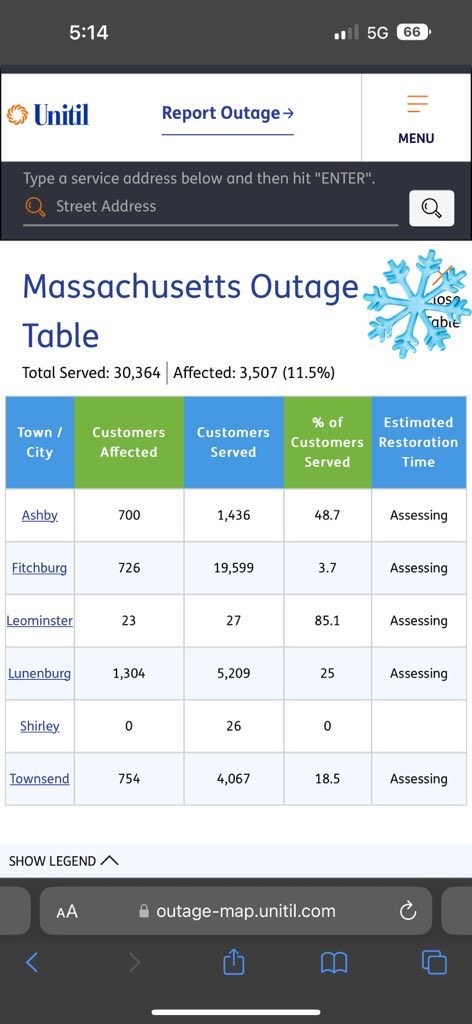 Good morning <a href="/Unitil/">Unitil</a> can we please get some crews to #ashby ?  Almost half our town is without power as of this morning.