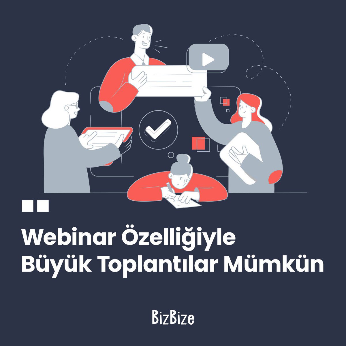 trbizbize's tweet photo. BizBize’de geniş katılımcılı seminerlerinizi platformun içinde bulunan webinar eklentisiyle kesintisiniz ve yüksek kalitede gerçekleştirebilir, binlerce kişiye kolayca ulaşabilir ve eş zamanlı olarak YouTube hesabınız üzerinden yayınlayabilirsiniz. https://t.co/kHmV4B2aS5