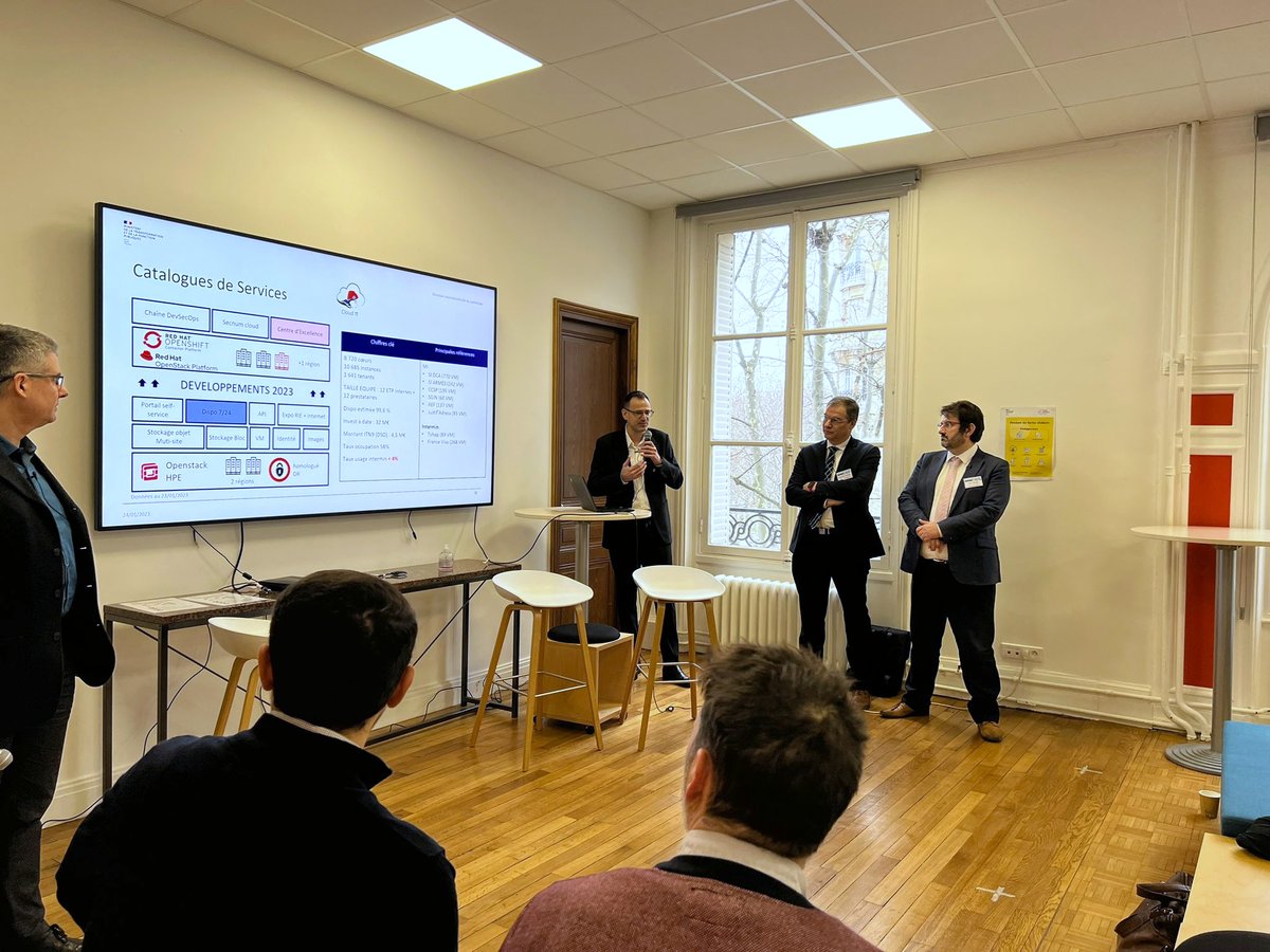 Numerique_Gouv's tweet photo. Aujourd'hui, nous réunissons les administrations pour une journée dédiée au #cloud, en présence de partenaires européens.

On y parle transformation des pratiques, impact usager, souveraineté, communs numériques, mutualisation &amp; ambitions de demain.

Infos https://t.co/uxhjpI5py9 https://t.co/sul33J8uP2