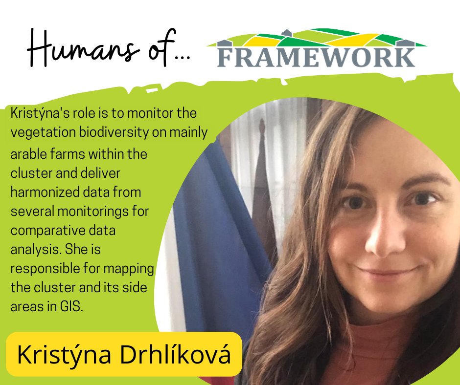 H2020_FRAMEwork's tweet photo. Today in #humansofframework we introduce Kristýna Drhlíková, a Ph.D. student at the Czech University of Life Sciences Prague @CZUvPraze 
Her interests lie in sustainable landscape development. She is a member of the Czech team running a cluster in Velké Hostěrádky, south Moravia. https://t.co/BD6eERrOiJ