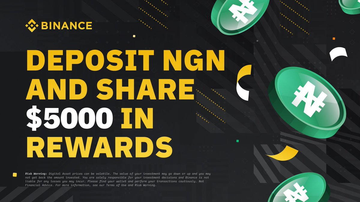 BinanceAfrica's tweet photo. Sign up on #Binance &amp; deposit NGN to share up to 5000 BUSD in Token Vouchers!

Get Started➡️ https://t.co/Whl6PFQRsf https://t.co/GVBtBInQdr